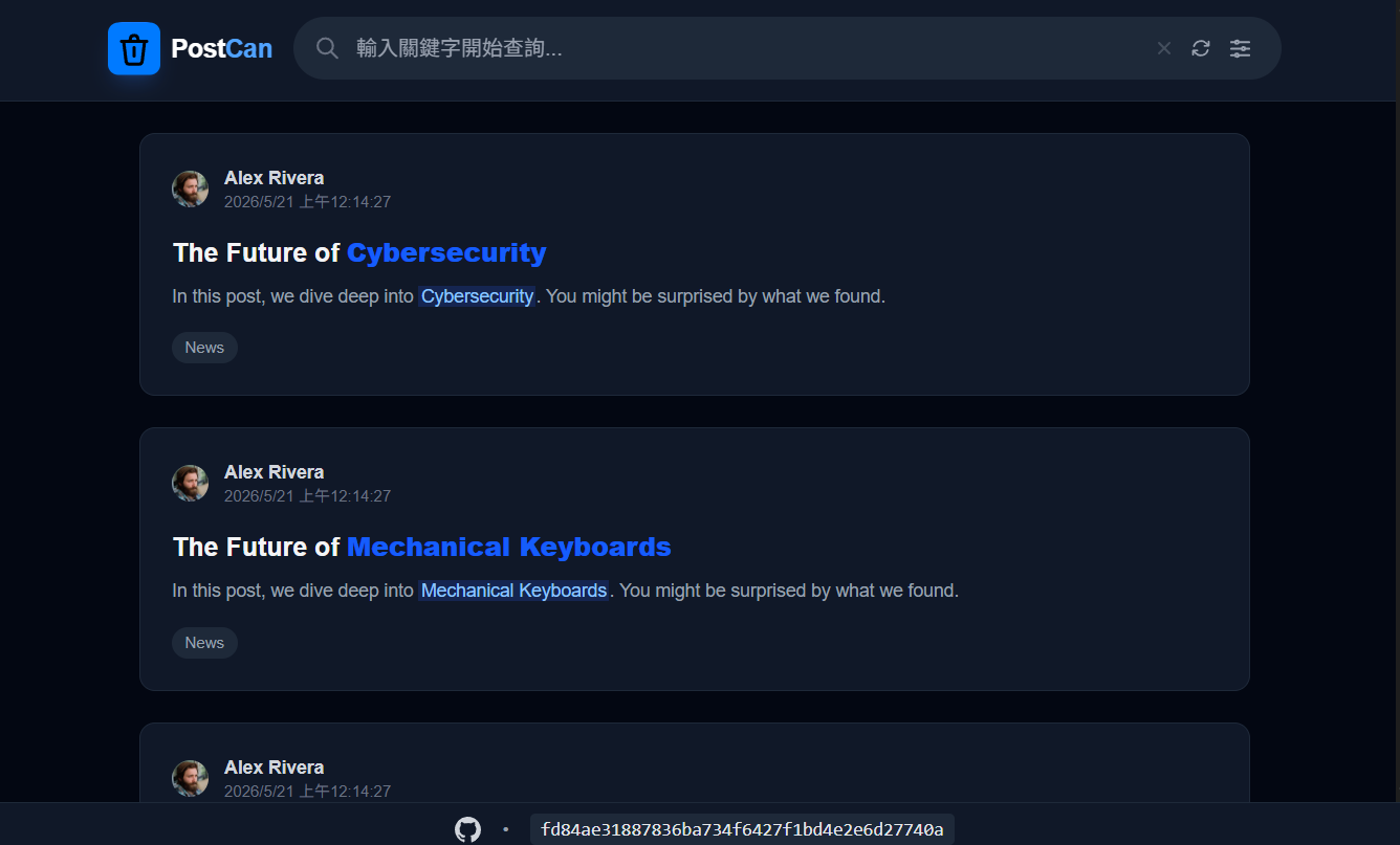 Screenshot of the PostCan website.